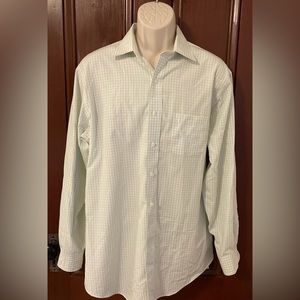 Brooks Brothers Men’s Regent Fit Non-Iron Dress Shirt 16.5 34 Green Check